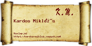 Kardos Miklós névjegykártya